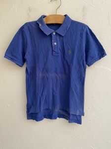【送料無料】中古 RALPH LAUREN ラルフローレン ポロシャツ ダメージ加工 ブルー サイズ110