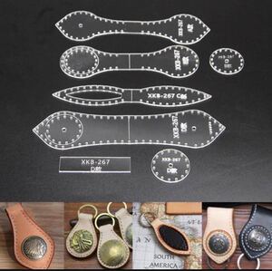 【レザークラフト】キーリング 4点セット アクリル型 手作り 革小物 オリジナル ハンドメイド 値下げ