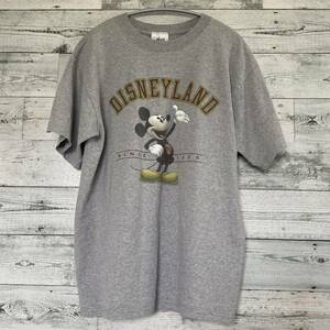 USA古着 Disney ディズニー ミッキー プリント Tシャツ M グレー メンズ ディズニーランド 送料198円