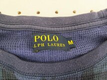 〈送料280円〉POLO RALPH LAUREN ラルフローレン レディース チェック柄 ワッフル ロンT M 紺緑_画像2