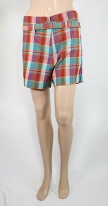 *90%OFFmi-sMYTHS spring summer short pants check cotton price 19,580 jpy ( tax included ) size 42(L~XL)(W82) dark red × green LPT1533