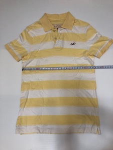  Hollister polo-shirt with short sleeves M size white yellow border degree middle 