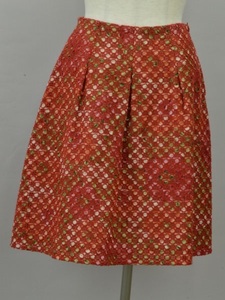 シビラ Sybilla スカート 刺繍 花柄 Mサイズ レッド レディース e_u F-M12180