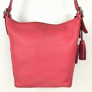 COACH/ Coach leather shoulder bag .... pink tassel charm attaching tube NO.B7-31