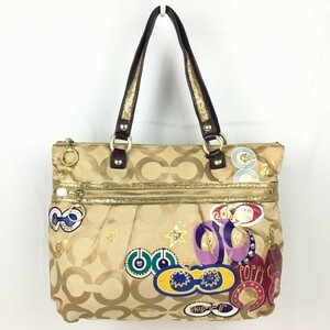 COACH/コーチ　POPPY/ペイント加工　トートバッグ　茶/ブラウン　シグネチャー　管NO.B7-23