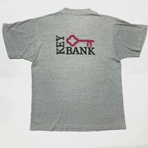 70s 80s USA製 vintage Key Bank 両面 プリント Tシャツ 70年代 80年代 ビンテージ 霜降り グレー 企業 ロゴ 古着 / アート キャラ バンド_画像2
