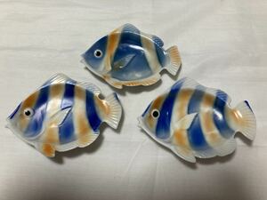  не использовался *. рыба. . тарелка 3 листов ( размер примерно длина 9cm ширина 11,5cm) MADE IN JAPAN