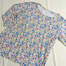 #AV71 PART2 ジュンコシマダ レディース LL XL 七分袖 カットソー ブルー ピンク 花柄 小花柄 ゆったり 大きいサイズ_画像1