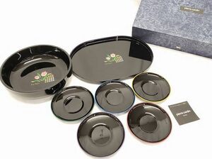 pierre cardin　フレーム盆付き茶菓揃え　花模様　ピエールカルダン　和食器　生活雑貨　EH-5