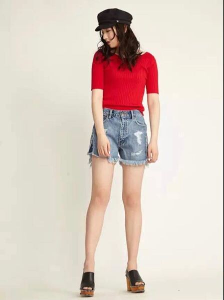 【moussy】2WAY HALF SLEEVE KNIT