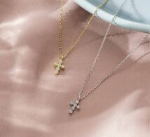 ミニ クロス ネックレス ペンダント 十字架 シルバー 925 小さい かわいい CZ_画像7