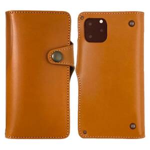 * Tochigi leather iPhone12 Pro Max cow leather smartphone case notebook type cover original leather leather Brown vo- Noah two wheels made in Japan *