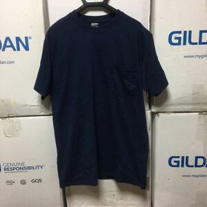 GILDAN ネイビー Mサイズ 紺 半袖無地Tシャツ ポケット付き 6.0oz ギルダン☆