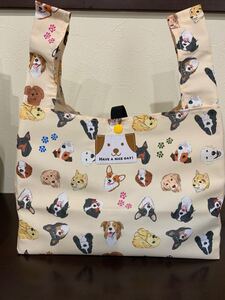ハンドメイド☆エコバッグ・コンビニサイズ/撥水加工生地/犬柄