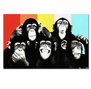 G370 アンディ・ウォーホル チンパンジー 特大アートポスター 70×110cm インテリア アートパネル 海外輸入 キャンバス生地 ①