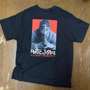 USA正規品【3XL】PoeticJustice グラフィック 半袖 Tシャツ 2PAC 2パック 黒 ブラック オレンジ LA発 西海岸 HIPHOP オーバーサイズ 90s