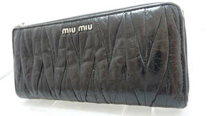 * tax included special price * MiuMiu miu miu/L character fastener long wallet wallet black series * present condition *Used