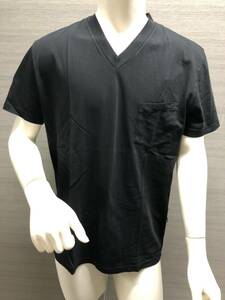 本物 新品 HYDROGEN Vネック無地胸ポケット付半袖Tシャツ 220012 黒 XS