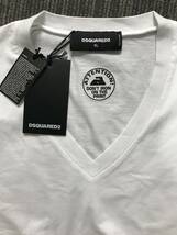 本物 新品 DSQUARED2 ディースクエアード 無地VネックワンポイントロゴTシャツ 半袖 S74GD0255 白 3XL_画像4