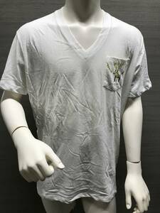 本物 新品 DSQUARED2 ディースクエアード 半袖Vネック胸ポケット付Tシャツ S74GD0249 白 L