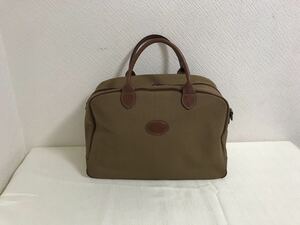  genuine article Long Champ LONGCHAMP original leather nylon Boston tote bag business bag handbag tea Brown lady's men's travel travel 