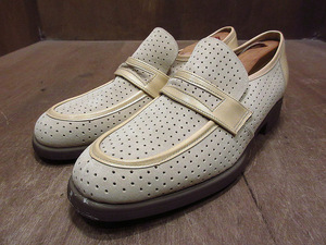  Vintage 80's*DEADSTOCK Hush Puppies замша × искусственная кожа перфорирование Loafer бежевый 10N*210620i3-m-lf-27cm 1980s