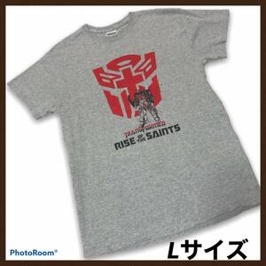 トランスフォーマー Tシャツ L ヘザーグレー ギルダン us古着 海外輸入 シャツ 半袖Tシャツ 半袖シャツ 半袖 デカロゴ アニメシャツ 灰色