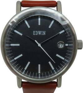 ●新品●EDWIN 腕時計 メンズ Men's Watch アナログ ラウンド 革 ダイヤルウォッチ 防水 5気圧 EPIC ブラウン EW1G001L0024 並行輸入品