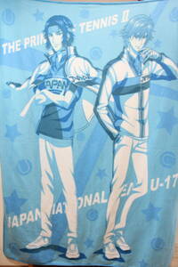 テニスの王子様 ジャンボ毛布（フリース）ブルー（水色）大きさ135×185　ポリエステル100％★中古（未使用）