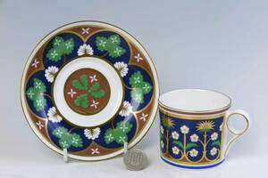  Minton = gold paint cup & saucer * CONTRASTS ==Benedicta Blue= (1 class goods )