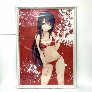 [ free shipping ] Coffee Kizoku axis center . artist collection . made autographed frame B2 poster white .. flower swimsuit Cola red bikini 