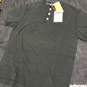 BARNS バーンズ BR-8146 19 M ヘンリーネック 半袖 Tシャツ 旧ミシン　プレミアム　ブラック