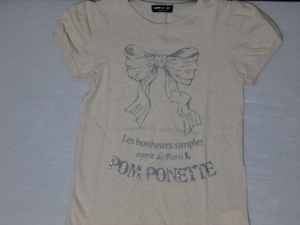 ! Pom Ponette! *. ribbon pattern. short sleeves T-shirt M(150)~