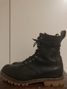 80s RED WING ビブラムソール カスタム 未使用 ロガーブーツ 編み上げ レッドウイング 羽根タグ 黒 USA製 ビンテージ　9c 27cm