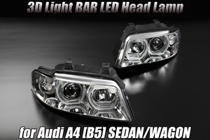 Audi A4 B5 -01Y LED 3Dライトバー カスタム ヘッドライトChrome