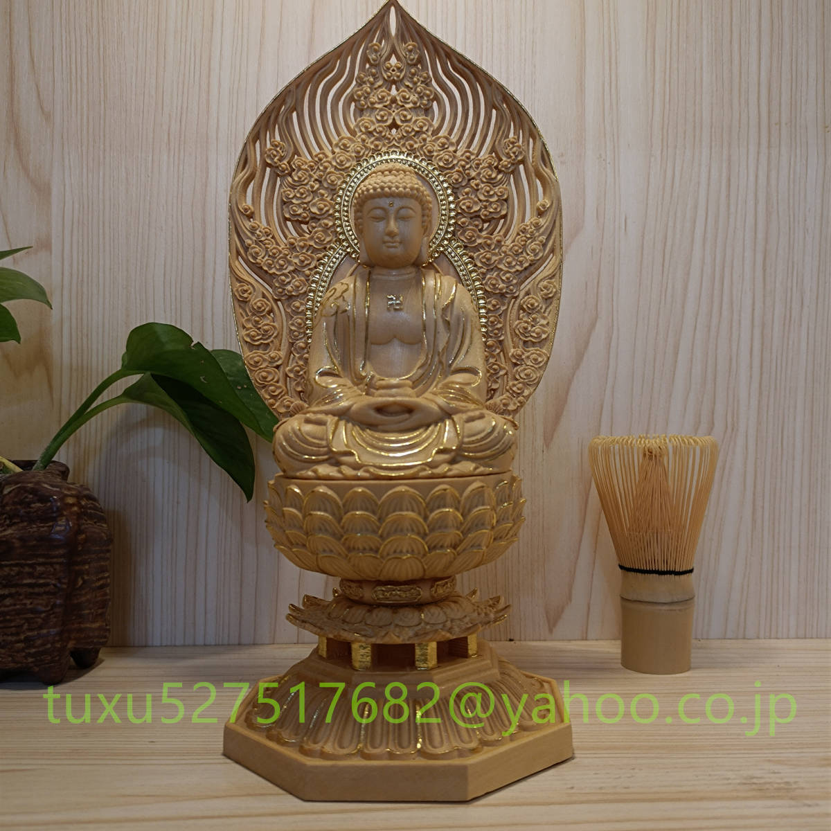 ブランド 未使用保管品 白木釈迦 2.0 六角台座 金泥 最高級品 仏具4018