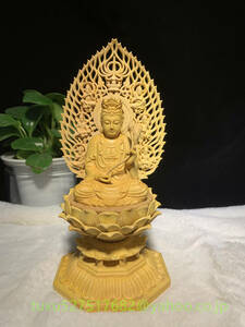 仏教美術 木彫 勢至菩薩 勢至菩薩仏像 置物守り本尊 仏教工芸品 開運出世 ツゲ