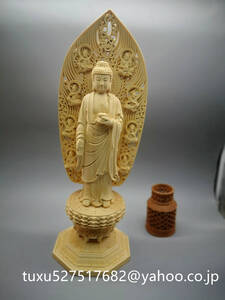 最新作　総檜材　仏教工芸品　木彫仏教　精密彫刻　極上品　仏師で仕上げ品　阿弥陀如来 立像