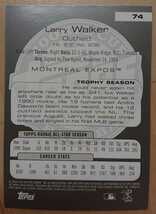 ★LARRY WALKER TOPPS ROOKIE CUP BASEBALL #74 MLB メジャーリーグ 大リーグ HOF LEGEND RC ラリー ウォーカー MOMTREAL EXPOS エクスポズ_画像2