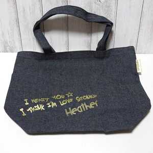 1734 送料無料 未使用 ノンノ付録 ヘザー デニムバッグ 約28×38×12cm / トートバッグ ネイビー Heather non-no