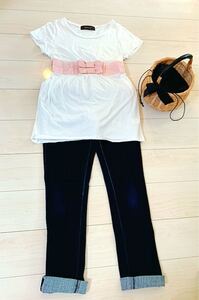 ユナイテッドアローズ JewelChanges リボンTシャツ ピンク