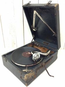  Showa Retro that time thing [ Columbia Viva-tonal Grafonola No.203 ] Colombia portable gramophone secondhand goods actual work goods operation verification ending era thing 