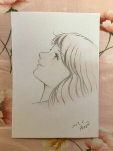 Art hand Auction 手書きイラスト あした ★鉛筆 色鉛筆 ★画用紙 ★サイズ16.5×11.5㎝ ★新品, コミック, アニメグッズ, 手描きイラスト