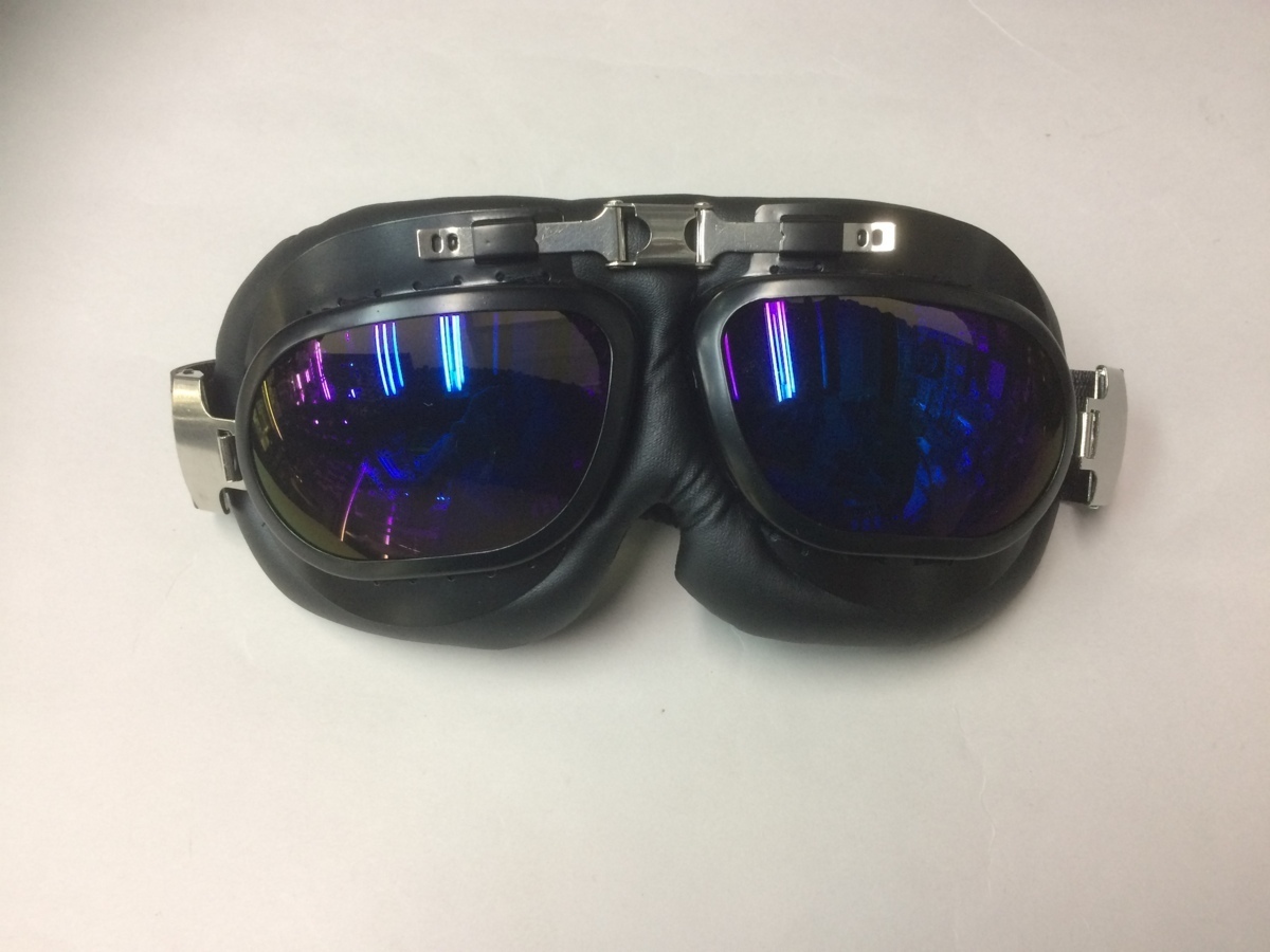 ビンテージゴーグル DX-12 ブラック/ブラック　ブルーミラーレンズ