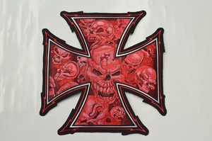 U.S.A直輸入！アメリカンワッペン　RED IRON CROSS SKULL　世界で一つだけのワイルドなオリジナルJKTが簡単に出来る！！