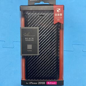 Новый неиспользованный iPhone 2018 6.1inch xr Elecom Notebbook Тип мягкая кожаная черная чехла Elecom Type Type Type Soft Case Black