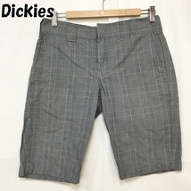 【人気】Dickies/ディッキーズ チェック柄 ハーフパンツ コットン100％ グレー系 サイズ30/S2169_画像1