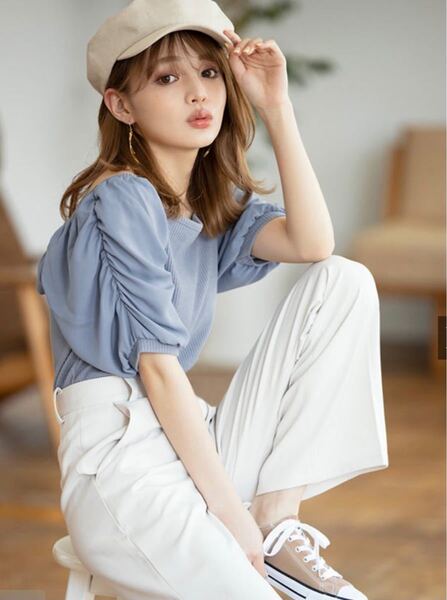 バッグリボン トップス リボン ブルー 背中セクシー リゼクシー風 春夏 かわいい Mサイズ