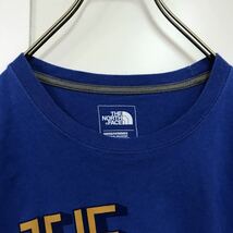 THE NORTH FACE ザノースフェイス Tシャツ クルーネック コットン　ブルー　半袖 プリントデザイン L YR14 km_画像4