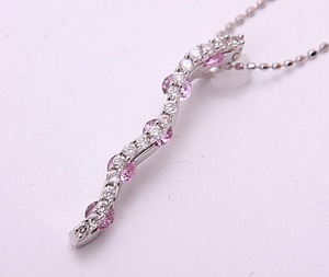 { pawnshop }k18WG* natural sapphire + diamond design necklace *C-5323